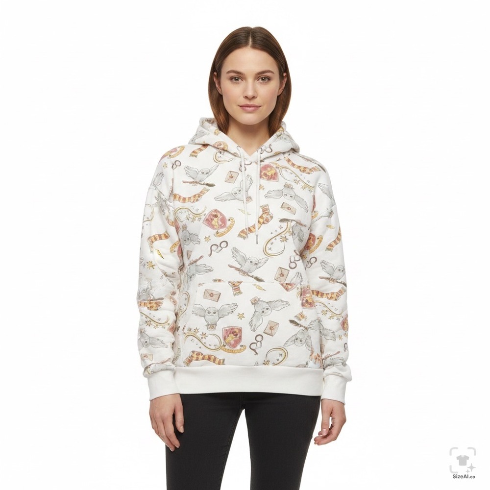 Harry Potter Wizarding World XL White Hedwig Gryffindor All Over Print Hoodie